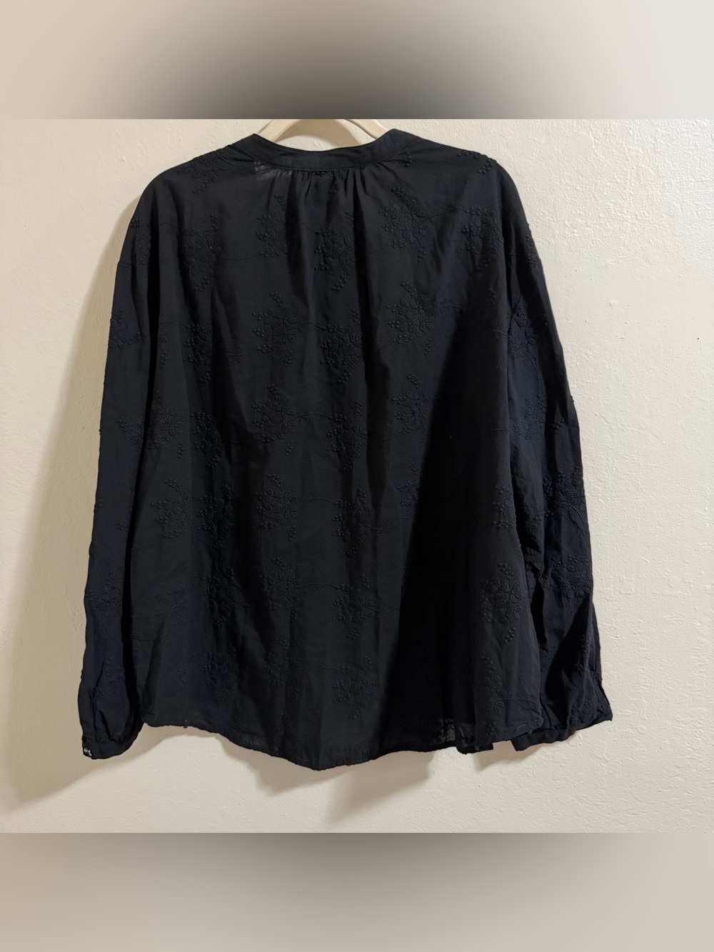 Calypso St.‎ Barth Black Floral Embroidered Puff Sleeve Cotton Blouse Size M - Picture 8 of 8